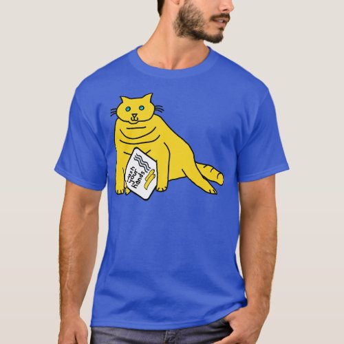 Yellow Cat Says Wash Your Hands T_Shirt
