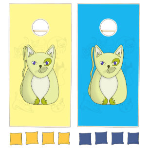 Yellow Cat with Naughty Smile Cornhole Set