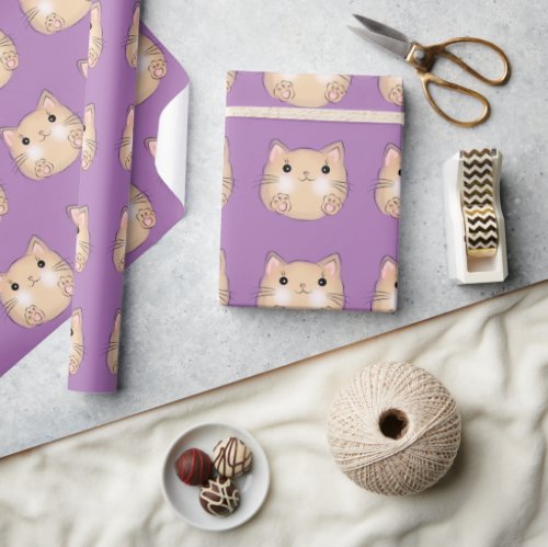 Yellow cat wrapping paper