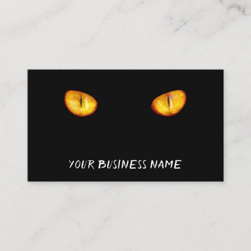 Yellow Cats Eyes Black Business Card