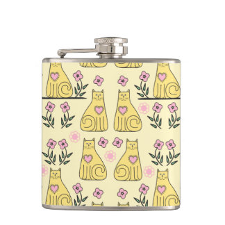 Yellow Cats Hip Flask