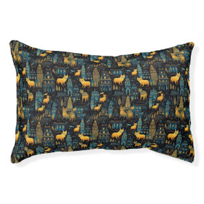 Yellow Cats in The City Night Ai Art Pet Bed