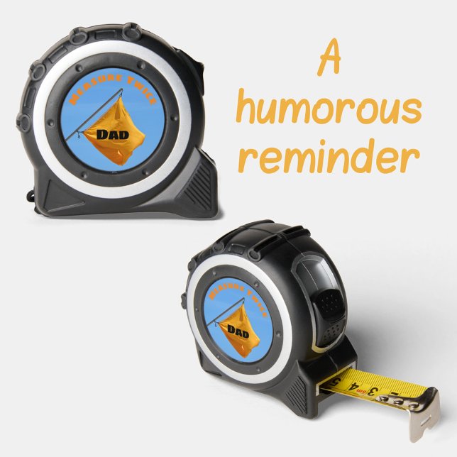 Yellow Caution Flag Measure Twice Dad Fun Tape Measure (Creator Uploaded)