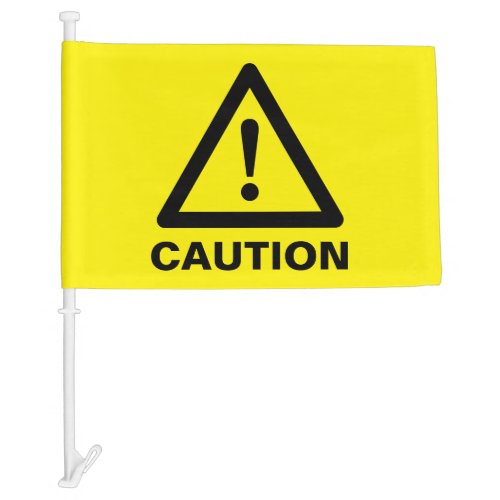 Yellow caution sign car window flag for drivers