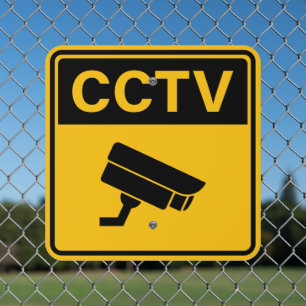 Yellow CCTV Warning Metal Sign