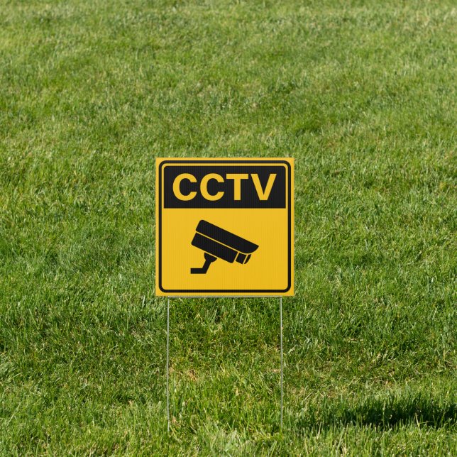 Yellow CCTV Warning Sign (Insitu)