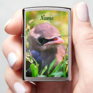 Yellow Cedar Waxwing Fledgling Bird Personalized Zippo Lighter