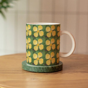 Yellow Celandine Poppy Floral Mug