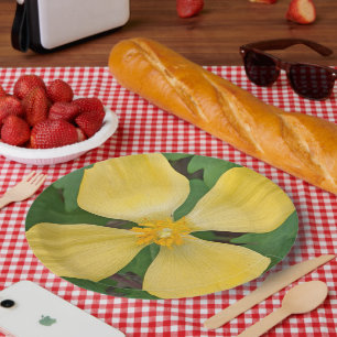 Yellow Celandine Poppy Floral Paper Plates