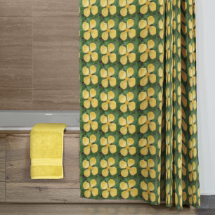 Yellow Celandine Poppy Floral Pattern Shower Curtain