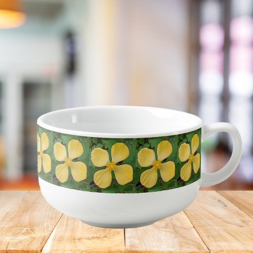 Yellow Celandine Poppy Floral Pattern Soup Mug