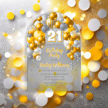 Yellow Celebration Balloons 21st Birthday Party Acrylic Invitations<br><div class="desc">Celebrate in style with this vibrant and eye-catching 21st birthday party invitation, featuring a stunning cascading balloon arch design in shades of marigold, silver tone, and accented with white. The bold '21' at the center adds a playful yet chic touch, perfectly setting the tone for a memorable celebration. The design...</div>