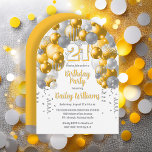 Yellow Celebration Balloons 21st Birthday Party Invitation<br><div class="desc">Celebrate in style with this vibrant and eye-catching 21st birthday party invitation, featuring a stunning cascading balloon arch design in shades of marigold yellow, silver tone, and accented with white. The bold '21' at the center adds a playful yet chic touch, perfectly setting the tone for a memorable celebration. The...</div>