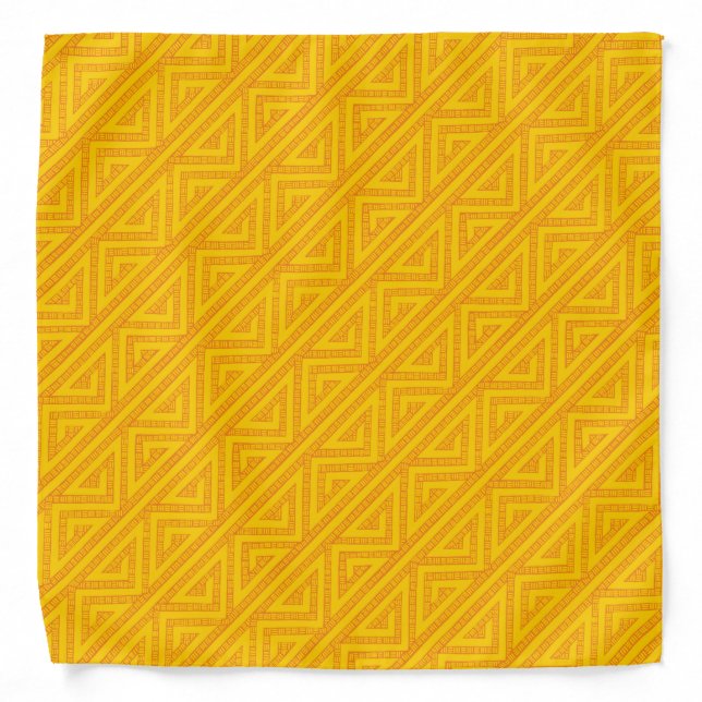 Yellow Celtic Art Zig Zag Iron Age Tribal Pattern Bandana (Front)