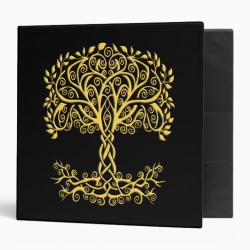 Yellow Celtic Tree Of Life 3 Ring Binder