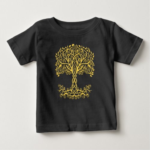 Yellow Celtic Tree Of Life Baby T_Shirt