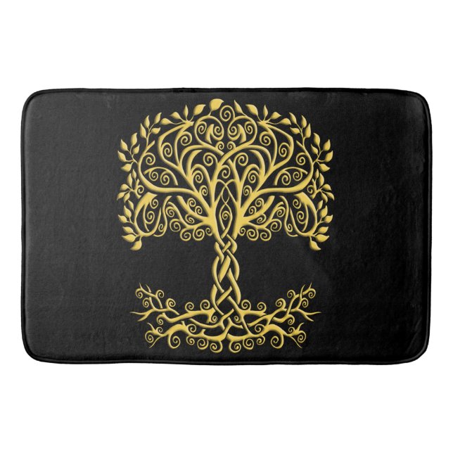 Yellow Celtic Tree Of Life Bath Mat (Front)