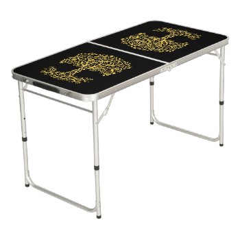 Yellow Celtic Tree Of Life Beer Pong Table by atteestude at Zazzle
