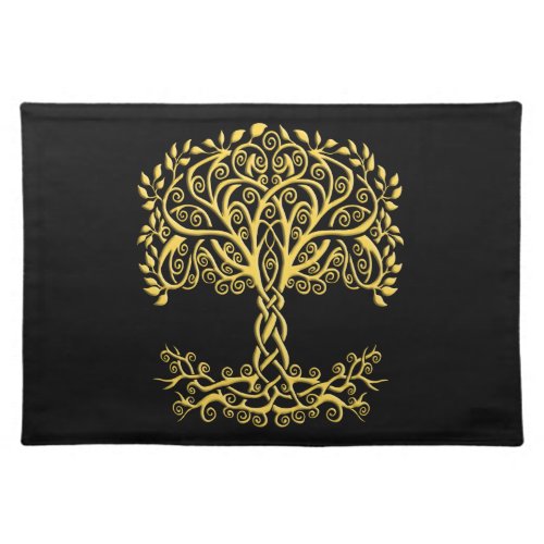 Yellow Celtic Tree Of Life Cloth Placemat