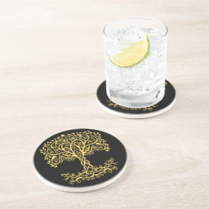 Yellow Celtic Tree Of Life Coaster