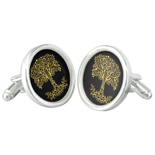 Yellow Celtic Tree Of Life Cufflinks