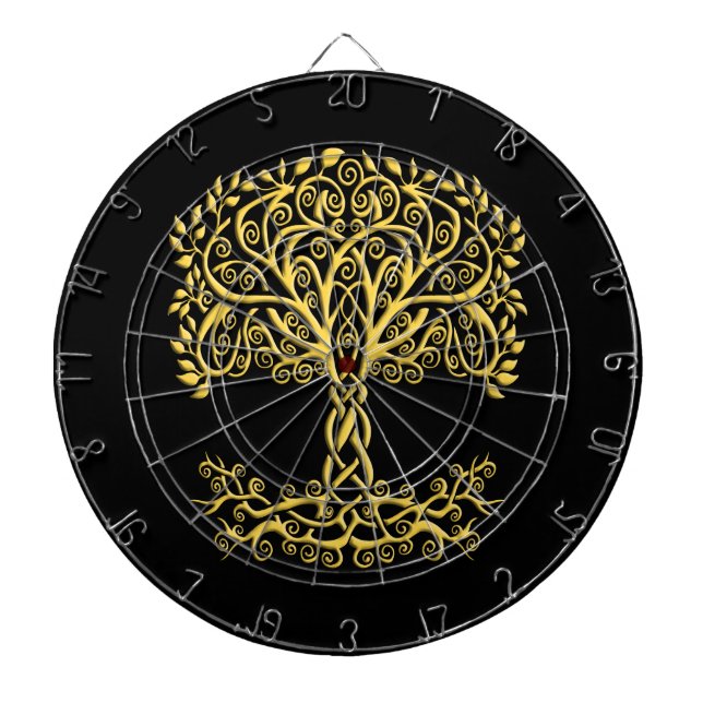 Yellow Celtic Tree Of Life Dart Board (Front)