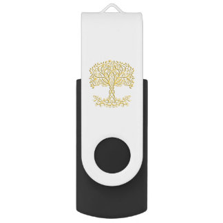 Yellow Celtic Tree Of Life Flash Drive
