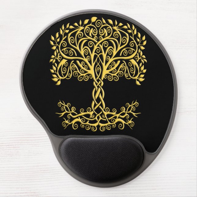Yellow Celtic Tree Of Life Gel Mouse Pad (Front)