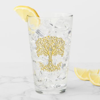Yellow Celtic Tree Of Life Glass by atteestude at Zazzle