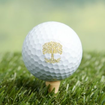 Yellow Celtic Tree Of Life Golf Balls by atteestude at Zazzle