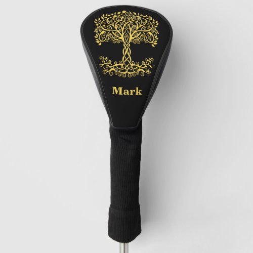 Yellow Celtic Tree Of Life Golf Head Cover