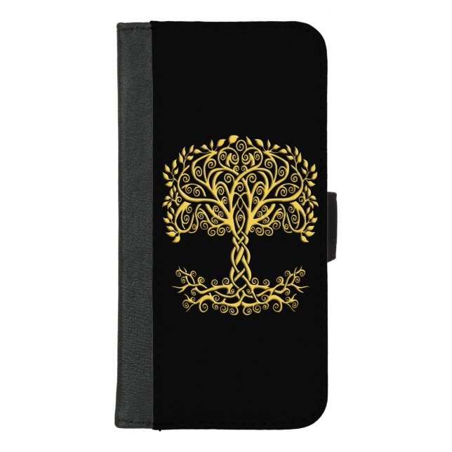 Yellow Celtic Tree Of Life iPhone Wallet Case (Front)