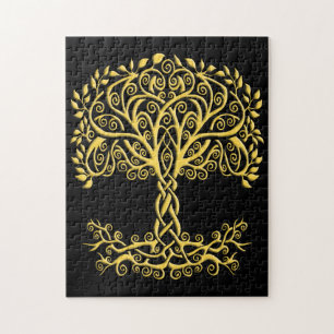 Yellow Celtic Tree Of Life Jigsaw Puzzle