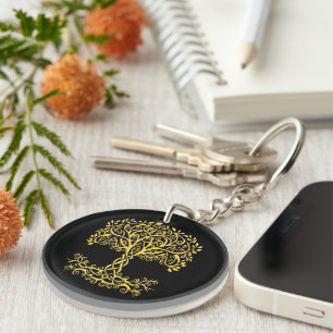 Yellow Celtic Tree Of Life Keychain