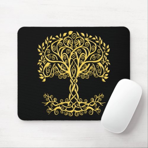 Yellow Celtic Tree Of Life Mouse Pad