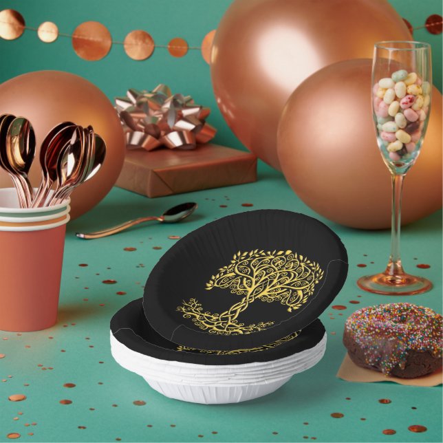 Yellow Celtic Tree Of Life Paper Bowls (Multi)