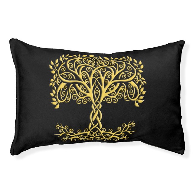 Yellow Celtic Tree Of Life Pet Bed (Front)