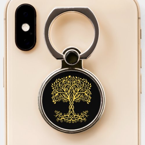 Yellow Celtic Tree Of Life Phone Ring Stand