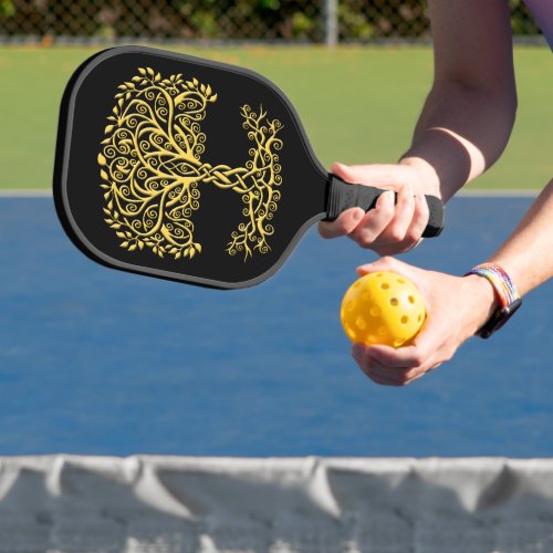 Yellow Celtic Tree Of Life Pickleball Paddle