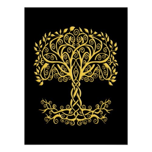 Yellow Celtic Tree Of Life Poster