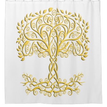 Yellow Celtic Tree Of Life Shower Curtain by atteestude at Zazzle