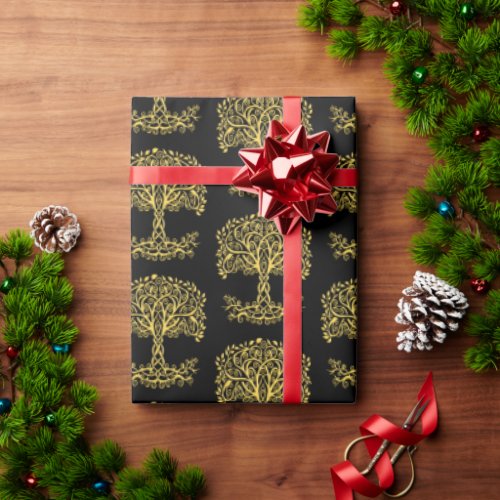 Yellow Celtic Tree Of Life Wrapping Paper