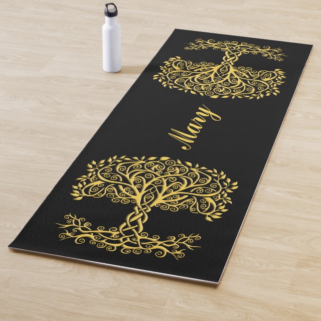 Yellow Celtic Tree Of Life Yoga Mat (In Situ)