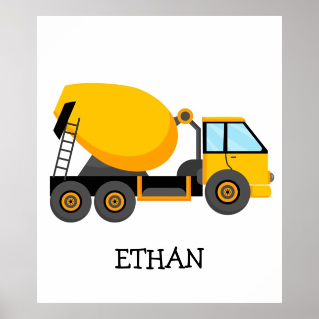 Yellow Cement Mixer Construction Truck Custom   Poster (Front)