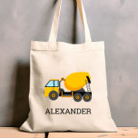 Yellow Cement Mixer Kids Personalized Construction Tote Bag<br><div class="desc">This kids' tote bag features an illustration of a yellow cement mixer. Personalize it with your child's name in black letters. Makes a great book bag!</div>