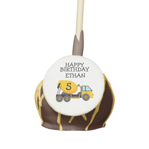 Yellow Cement Truck Childs Birthday Party Age Cake Pops