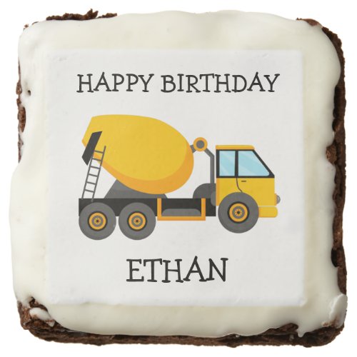 Yellow Cement Truck Childs Birthday Party Brownie