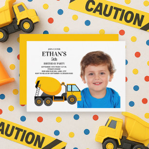 Yellow Cement Truck Child's Birthday Party Invitation