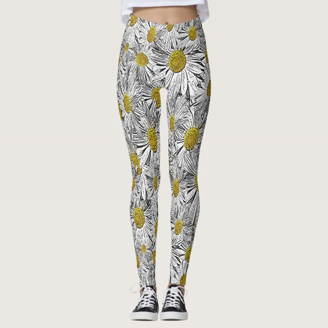 Yellow Centered Daisies Leggings (Front)