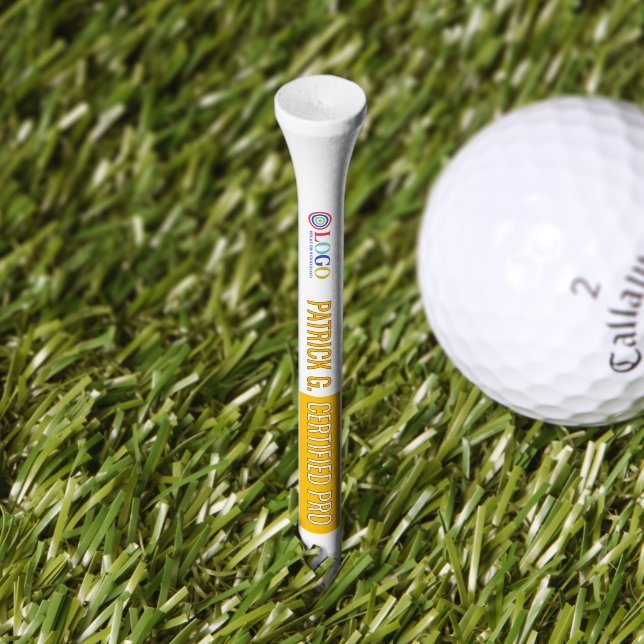 Yellow Certified Pro Add Your Name & Business Logo Golf Tees (Grass)